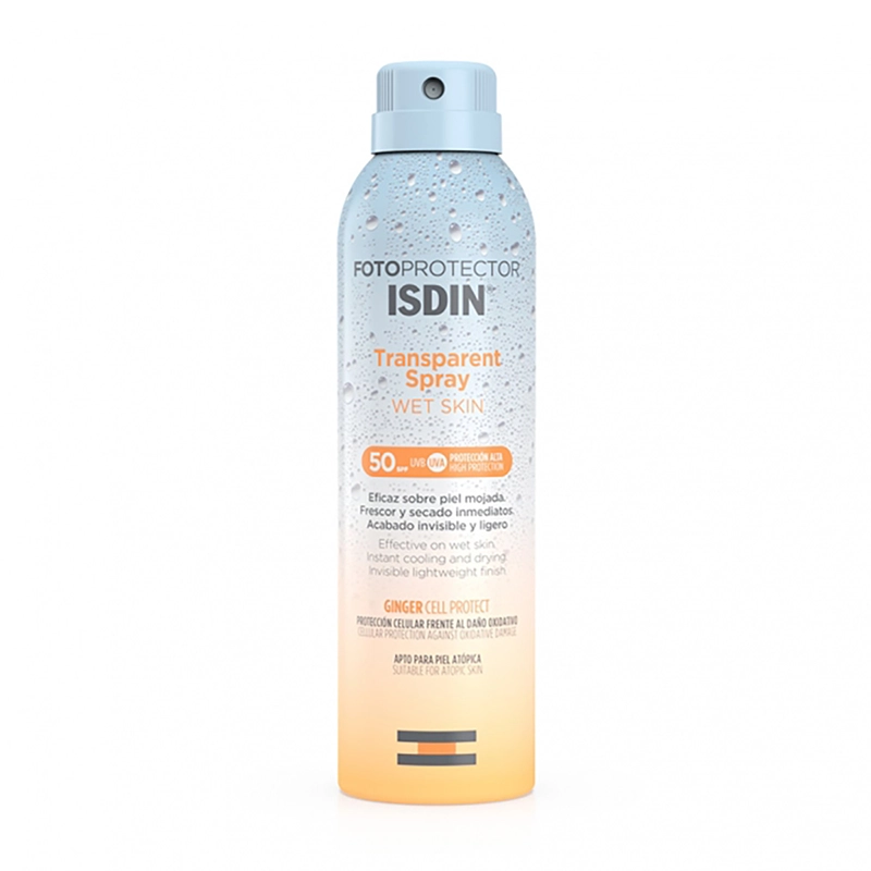 ISDIN Transparent Spray Wet Skin SPF50 Sunscreen Spray 3 خرید اسپری ضدآفتاب ایزدین | SPF50