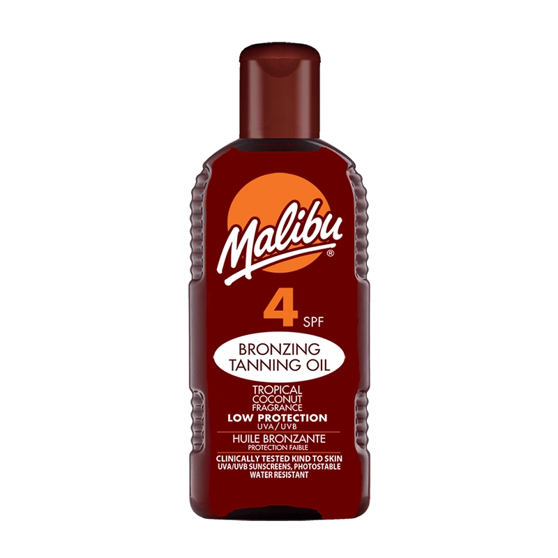 Malibu Bronzing Tanning Oil SPF4 خرید روغن برنزه کننده مالیبو SPF4